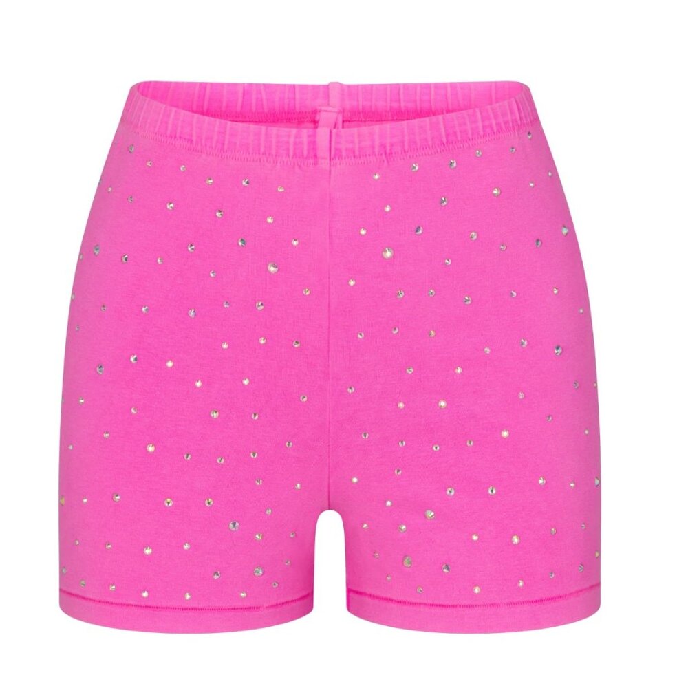 NWT • SKIMS • OUTDOOR RHINESTONE SHORT SHORT • X-SMALL • TAFFY • PINK